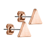 Stud earrings triangular brushed rose gold