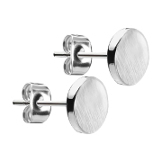 Stud earrings round brushed silver