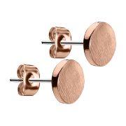 Stud earrings round brushed rose gold
