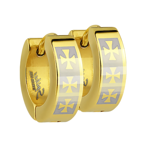 Gold-plated hinged earring with cross