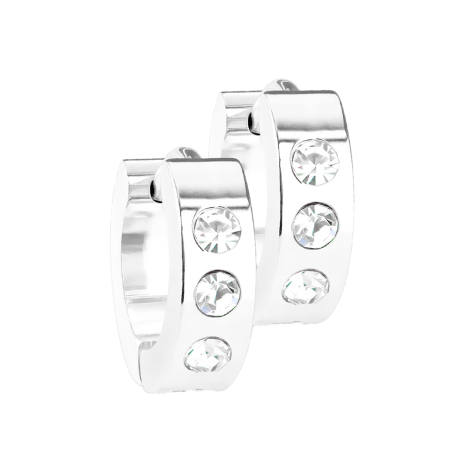 Folding earring silver with 3 crystals