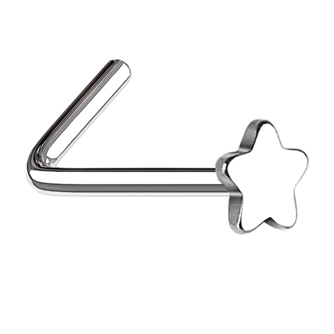 Nose stud angled silver with star