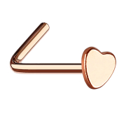 Clous de nez coudés or rose avec coeur