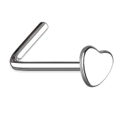 Nose stud angled silver with heart