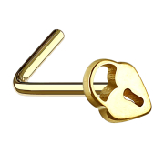 Nasenstecker gewinkelt vergoldet mit Herzschloss