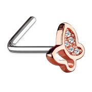 Nasenstecker gewinkelt rosegold mit Schmetterling und...