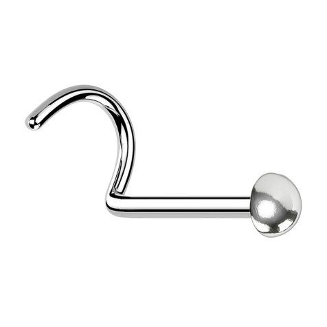 Nose stud curved silver with dome