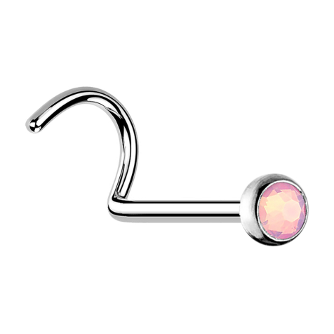 Nasenstecker gebogen silber mit Opal pink