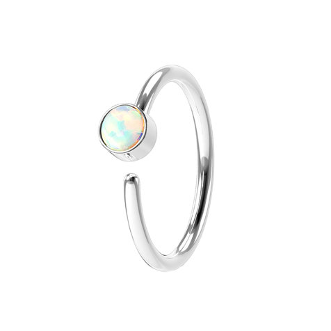 Micro piercing ring silver with white opal