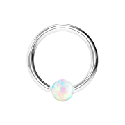 Micro Closure Ring silver with ball opal fixed on one...