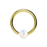 Micro Closure Ring gold-plated with ball opal fixed on...