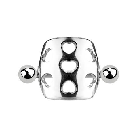 Manchette Micro Barbell perforée avec des cœurs argentés