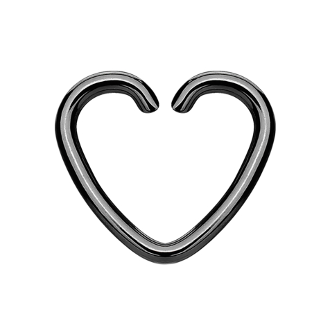 Micro piercing ring heart black with titanium coating