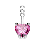 Ohrring Ear Jacket silber mit Kristallherz pink