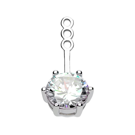 Boucle doreille Ear Jacket argent avec cristal argenté