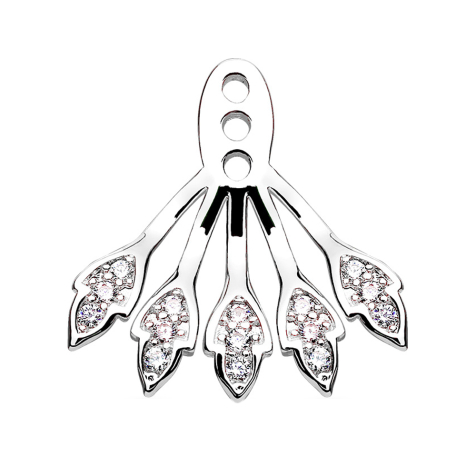 Boucle doreille Ear Jacket argent avec cinq feuilles de cristal