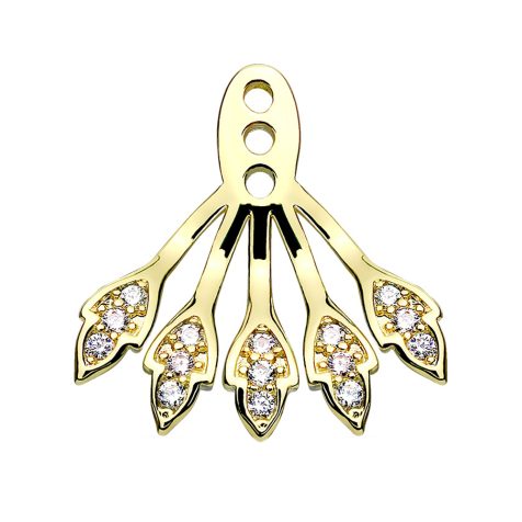 Orecchino Orecchino placcato oro con cinque foglie di cristallo