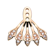 Earring Ear Jacket rose gold with five crystal leaves