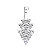 Earring Ear Jacket silver with three crystal triangles