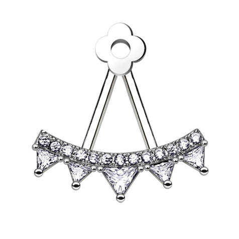 Earring Ear Jacket silver with five crystal triangles
