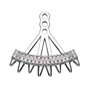 Earring Ear Jacket silver with crystals and cones