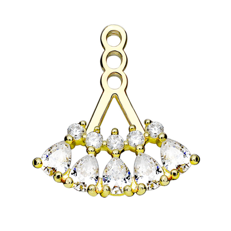 Earring Ear Jacket gold-plated with five drop crystals
