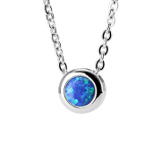 Chaîne argent pendentif opale bleu