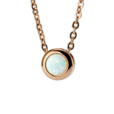 Necklace rose gold pendant opal white