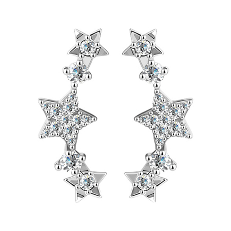 Ohrring Ear Climber silber mit Sternkristallen silber
