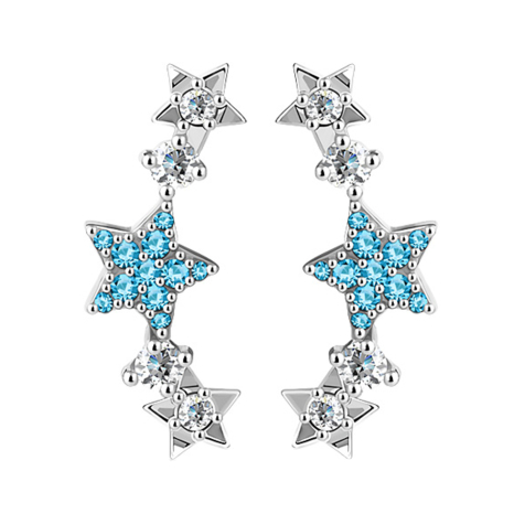 Ohrring Ear Climber silber mit Sternkristallen aqua