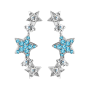 Orecchino Ear Climber argento con cristalli a stella aqua