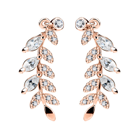 Ohrring Ear Climber rosegold mit Kristallblatt