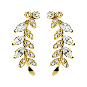 Boucle doreille Ear Climber doré avec feuille de...