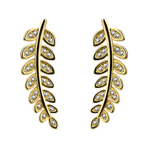 Ohrring Ear Climber vergoldet mit Olivenblatt