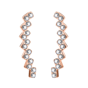 Earring Ear Climber rose gold with squares and crystal