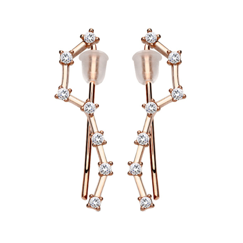 Earring Ear Climber rose gold with seven crystals