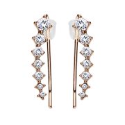 Earring Ear Climber rose gold with squares and crystal...