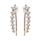 Boucle doreille Ear Climber or rose avec carrés et cristal argenté