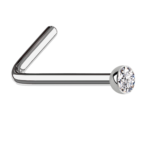 Clou doreille coudé argent demi-sphère cristal argent