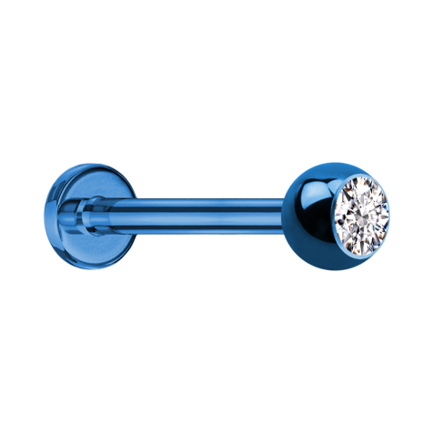 Micro Labret bleu foncé avec boule et cristal argenté
