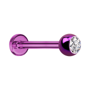 Micro Labret violet avec boule et cristal argenté