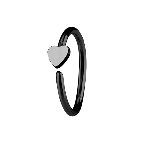 Anello micro piercing con cuore nero