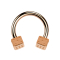 Circular barbell rose gold with two cubes