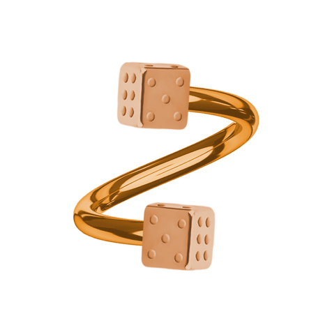 Micro spirale or rose avec deux cubes