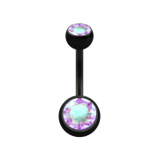 Banana black with two crystal balls multicolor