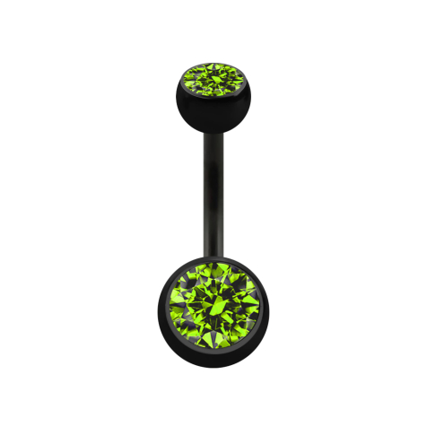 Banana black with two balls crystal light green