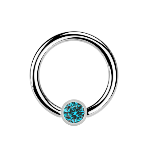 Micro Ball Closure Ring silber und Kristall aqua