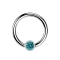 Micro Ball Closure Ring silber und Kristall aqua