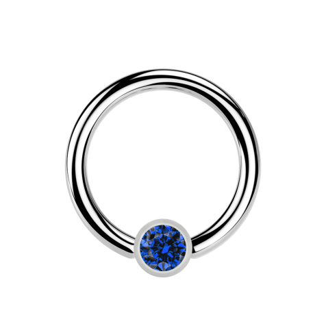 Micro Ball Closure Ring silver and crystal dark blue