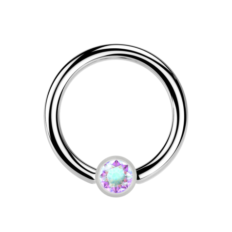 Ball Closure anneau argent et cristal multicolore